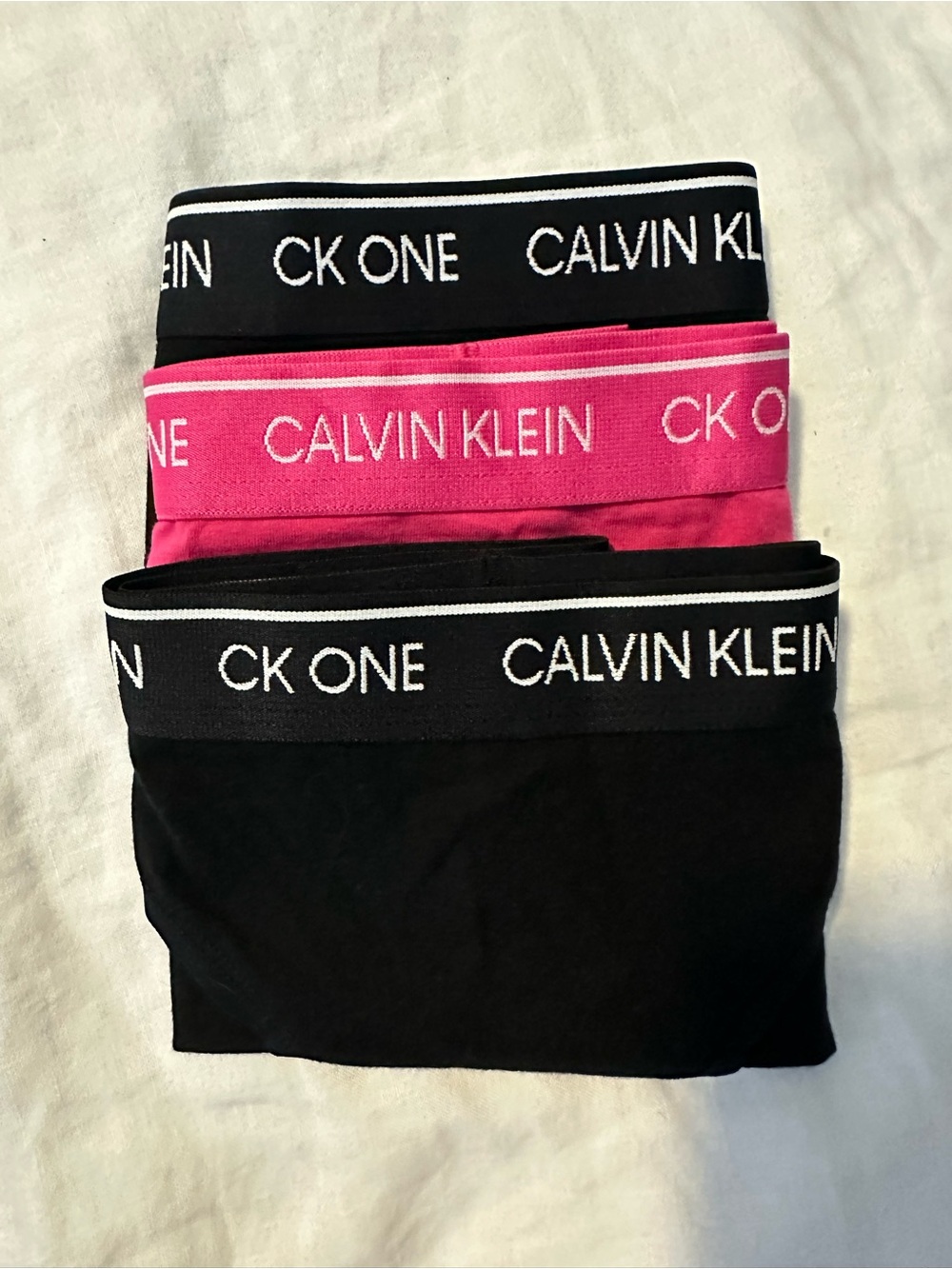 Calvin Klein Women's CK One Black & Hot Pink Logo Bikini Briefs Set